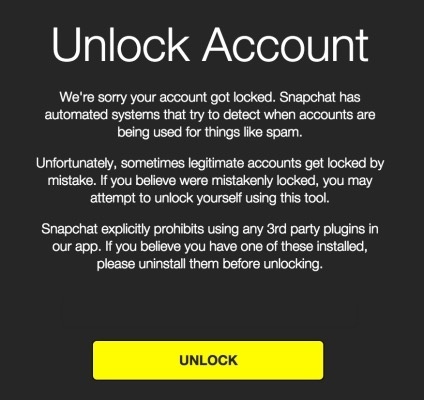 Snapchat Temporarily Locked